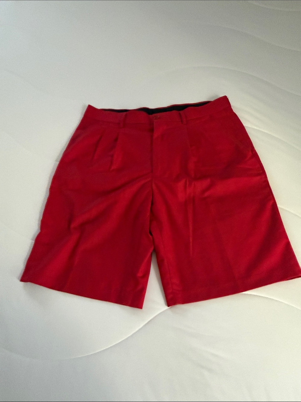 Men's Flat-Front Red Shorts - Classic Tailored Cut